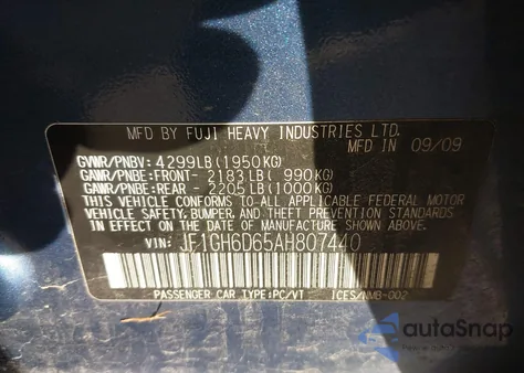 2010 Subaru Impreza Outback Sport z USA, uszkodzony, nr VIN JF1GH6D65AH807440